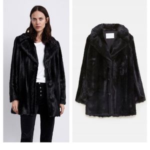 Zara fur jacket black size small